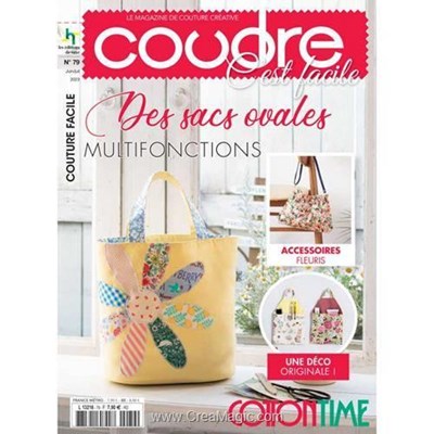 Livre - Coudre c'est facile 79 - des sacs ovales multifonctions - Librairie Créative