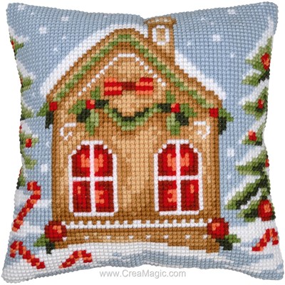 Kit coussin Vervaco au point de croix maison de pain d'épice
