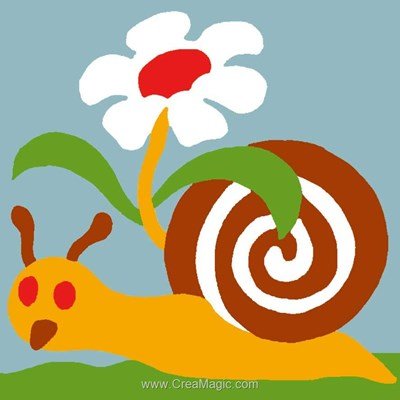 Kit canevas enfant Luc Création escargot à la fleur