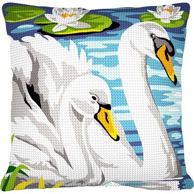 Kit coussin Margot couple de cygne au demi point