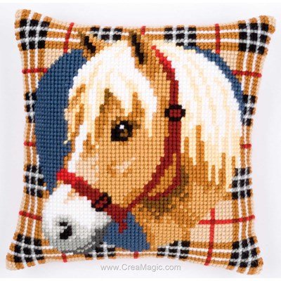 Coussin Vervaco écossais mon ami le cheval au point de croix
