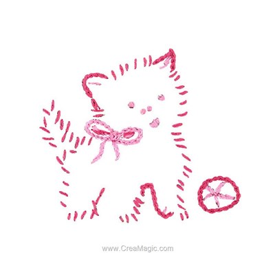 Broderie imprimée chaton rose - Au Fil De L'Ange