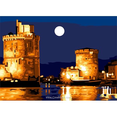 Port de la rochelle by night canevas - SEG