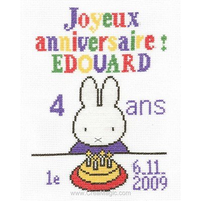 Princesse broderie au point de croix point compté joyeux anniversaire miffy