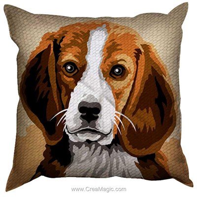Kit coussin SEG au demi point portrait de beagle