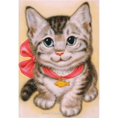 Kit broderie diamant Diamond Painting cat with ribbon