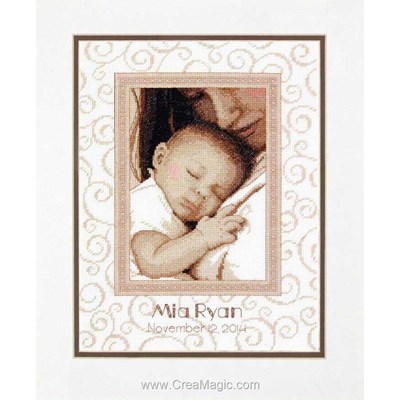 Tableau naissance au point croix peaceful baby birth record de Dimensions