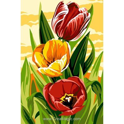 Canevas tulipes en jaune et rouge - SEG