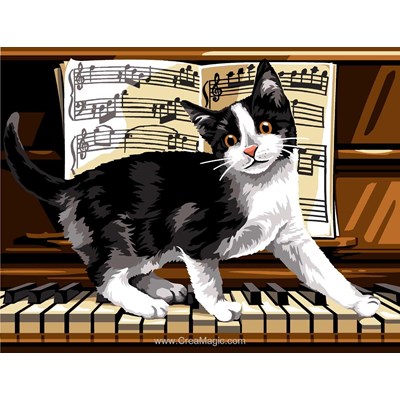 Chat mozart au piano canevas chez Margot