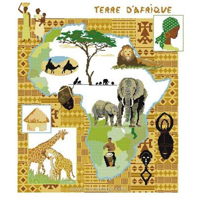 Kit broderie Aux 4 Points Du Monde le continent de l'afrique