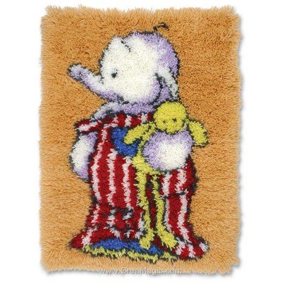 Tapis point noué eléphant et son doudou - Anchor
