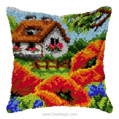 Kit coussin point noué la maison aux coquelicots d'Orchidea