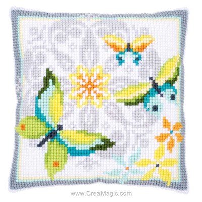 Kit coussin au point de croix papillons light - Vervaco