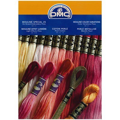 Nuancier - carte des couleurs dmc mouliné et perlé art 117mc-115-116-315-317w-417 avec brins - 