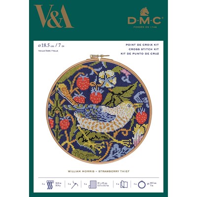 Kit broderie de DMC au point de croix william morris –strawberry thief