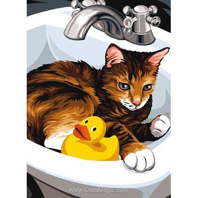 Margot canevas la toilette du chat