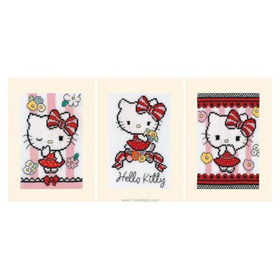 Carte à broder hello kitty cuteness - lot de 3 Vervaco
