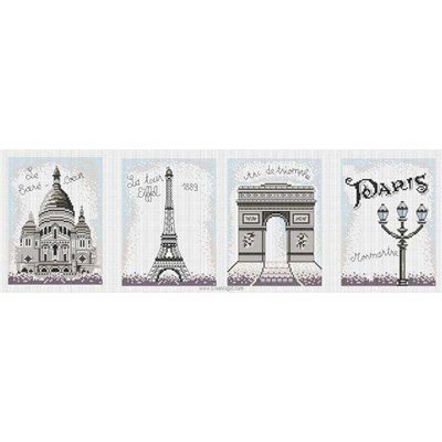 Broderie en point compté Princesse monuments de paris vintage