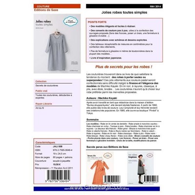 Livre - Jolies robes toutes simples - tailles s - m - l - Librairie Créative