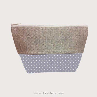 Trousse à broder petit pois gris en lin Le Bonheur Des Dames