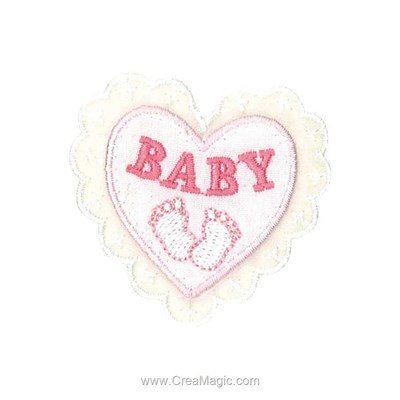 Ecusson thermocollant cœur baby rose - MLWD