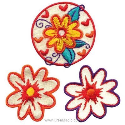 Ecusson motif thermocollant lot de 3 motifs fleurs de MLWD