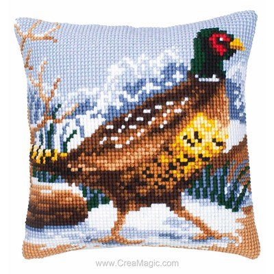 Kit coussin au point de croix faisan en hiver de Vervaco