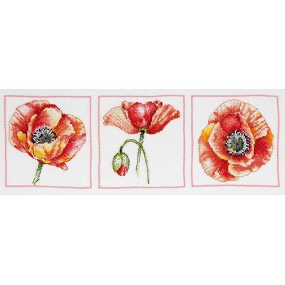 Triptyque de coquelicot kit tableau point de croix - DMC