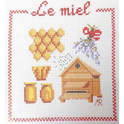 Kit tableau Marie Coeur point de croix le miel et les abeilles