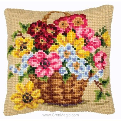 Kit coussin au point de croix panier de fleurs - Anchor