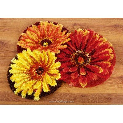 Tapis point noué trio fleurs de Vervaco