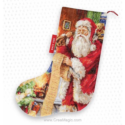 Kit Luca-S à broder au point de croix chaussette de noël le père noël