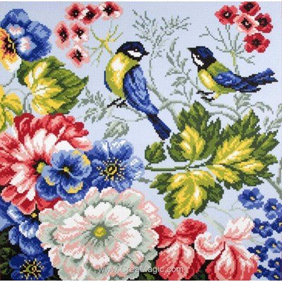 Kit broderie aida imprimée birds oiseaux - Collection d'art