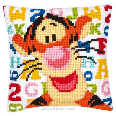 Coussin au point de croix Vervaco disney abécédaire tigrou