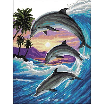Saut de dauphins des tropiques broderie en point compté - Rafael Angelot