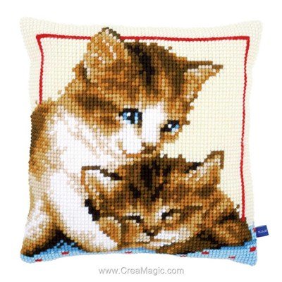 Kit coussin au point de croix jeux de chatons - Vervaco