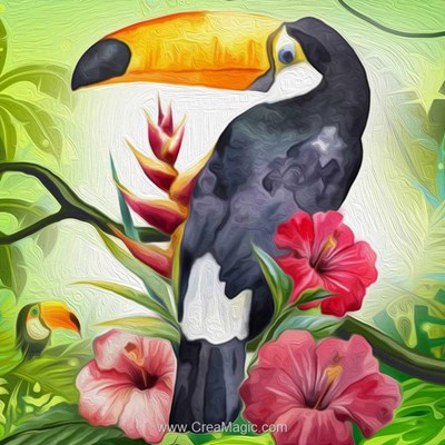 Broderie diamant toucan exotique - Diamond Painting