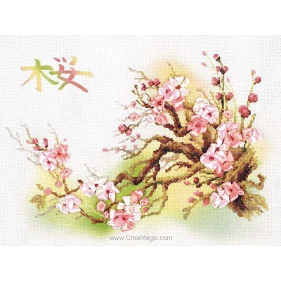 Kit broderie point de croix branche de sakura de RIOLIS