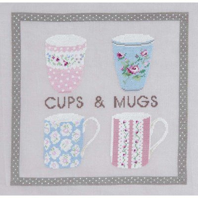 Hydrangea botanique - cups and mugs broderie au point compté - DMC