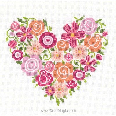 Broderie au point de croix Vervaco coeur floral