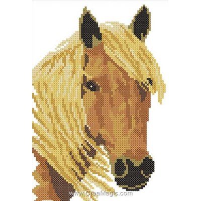Broderie mini kit Luc Création le cheval crinière d'or