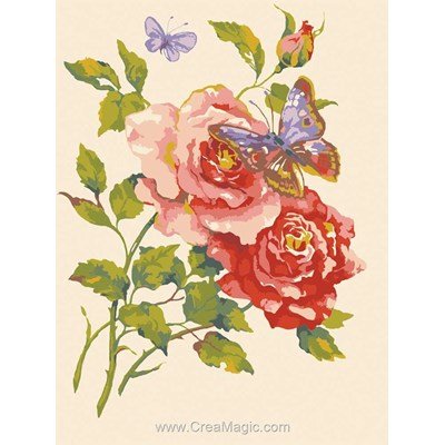 Canevas Collection d'art roses et papillons