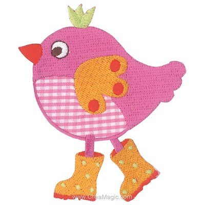 Motif thermocollant oiseaux patch rose - MLWD