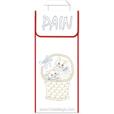 Kit sac à pain à broder les chats dans le panier de Luc Création