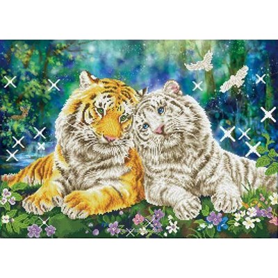 Broderie diamant - Le couple de tigres - Diamond Dotz
