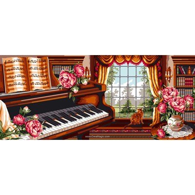 Canevas le piano fleuri - Mimo Verde