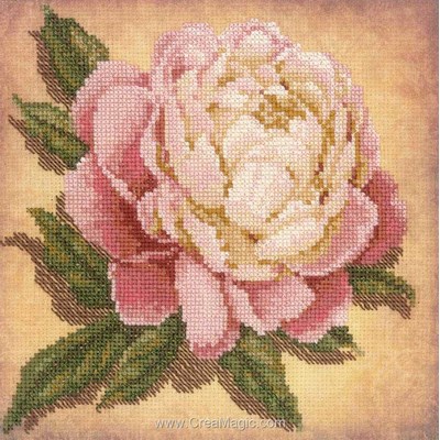 Tableau broderie point de croix RIOLIS pivoine