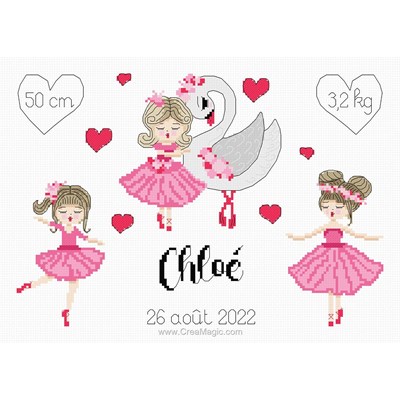 Petite ballerine point de croix pour bébé - Princesse