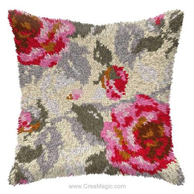 Kit coussin point noué roses vintage d'Orchidea