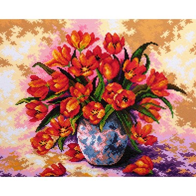 Kit broderie diamant tulips in the vase - Diamond Painting